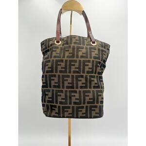 Vintage FENDI  Zucca Tote Bag Brown Canvas Handbag
